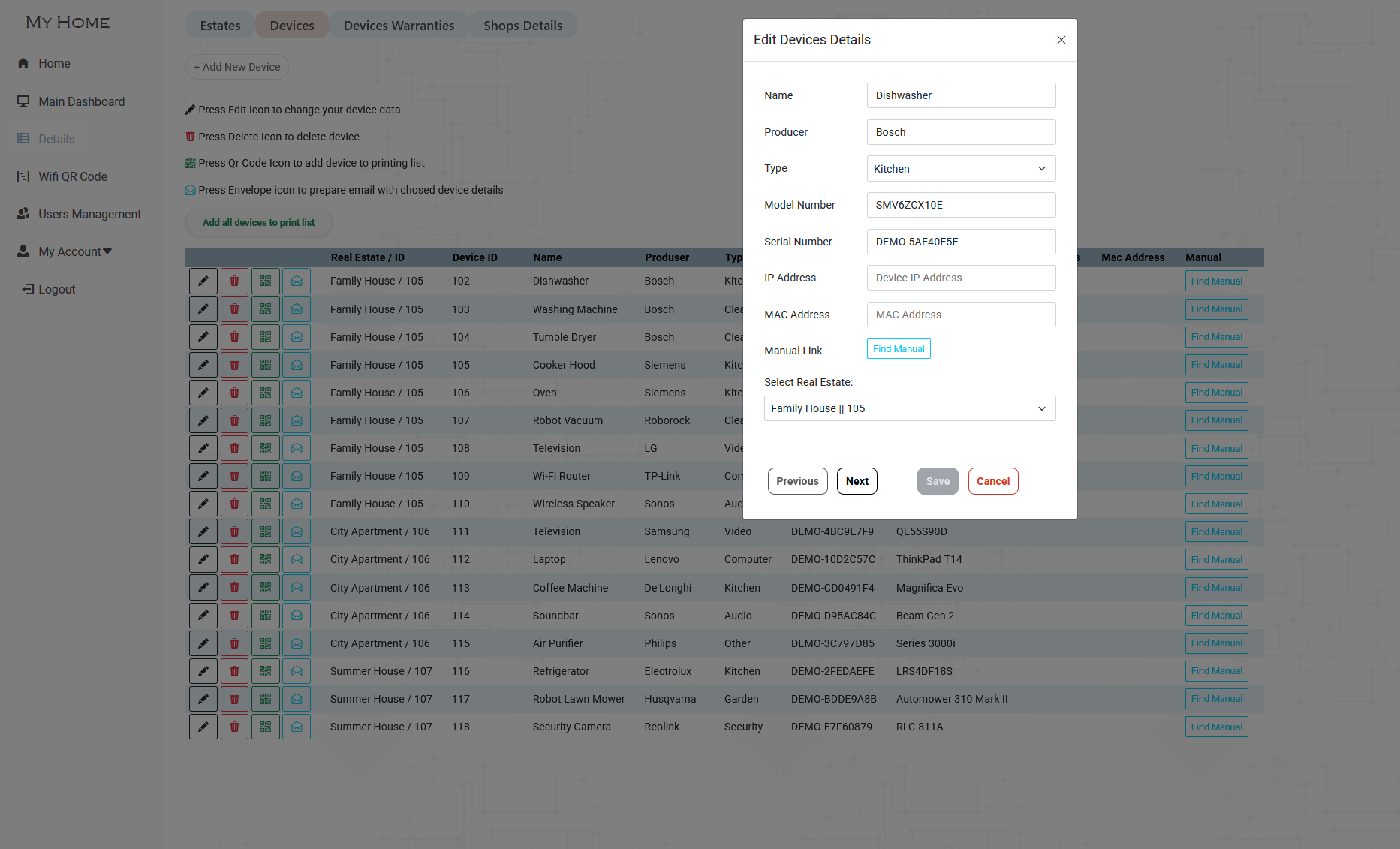 Edit Device Details